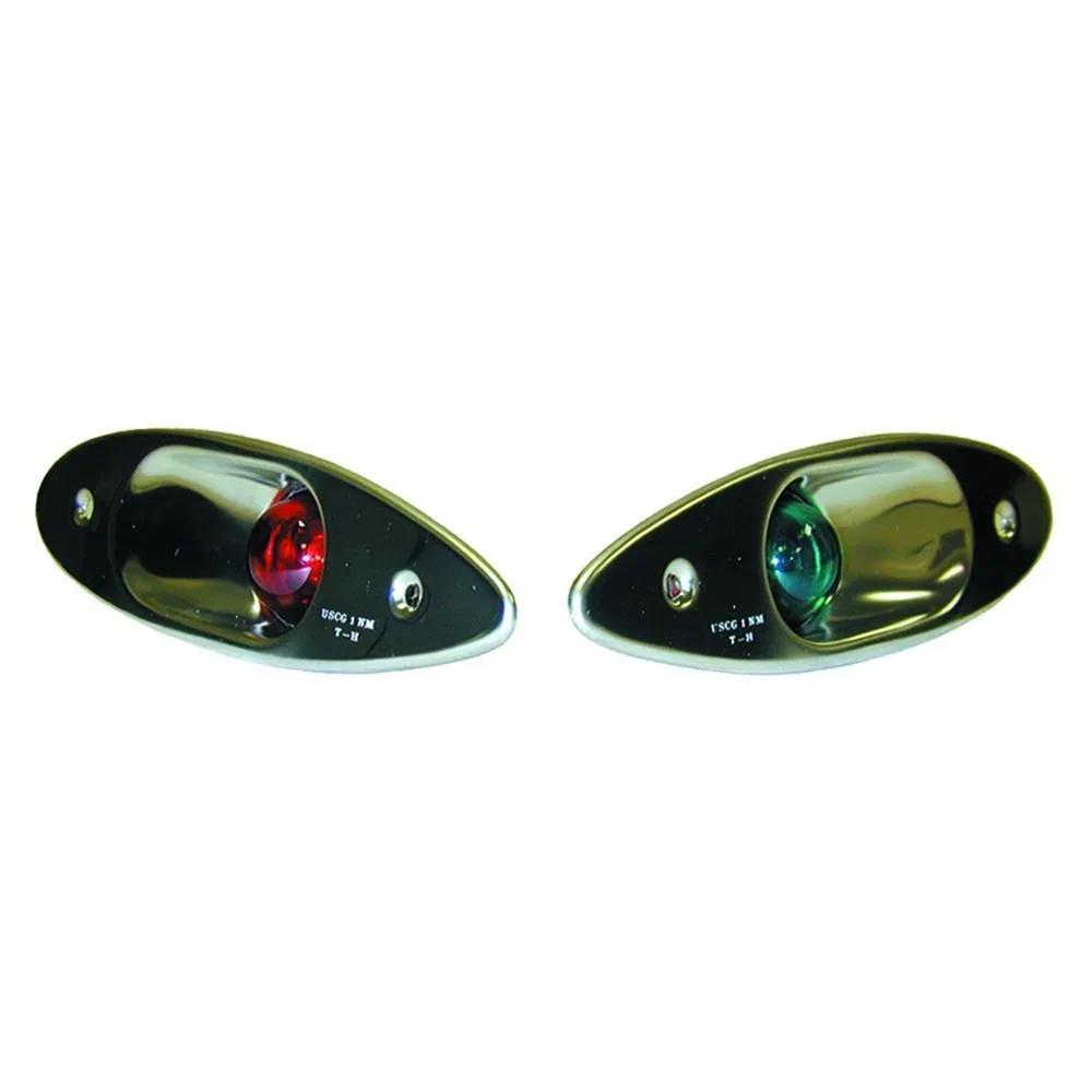 SEL-1LED-DP – T-H MARINE Navigation Light, Starboard Light Oval LED Red/ Green Lens Stainless Steel Housing With Tin ...